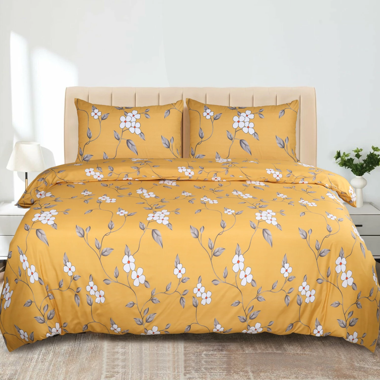Ochre Flower Duvet Cover Set 3 Ochre Flower Duvet Cover Set