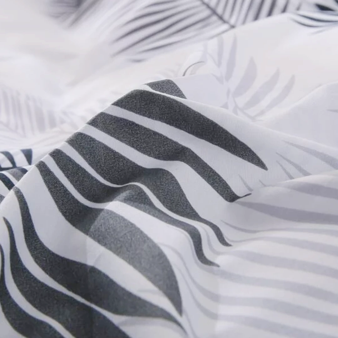 White Duvet Cover | Grey Leaf Art Print Bedding Set 4 White Duvet Cover | Grey Leaf Art Print Bedding Set - Image 2