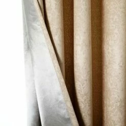 Beige Eyelet Curtains For Living Room Blackout Embossed -Bed Linings Sale Beige 10