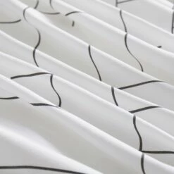 Luxury Duvet Covers Tile Pattern Printed Bedding Set White -Bed Linings Sale BlackLines 06