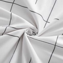 Luxury Duvet Covers Tile Pattern Printed Bedding Set White -Bed Linings Sale BlackLines 07