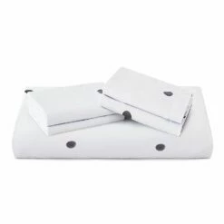 Polka Dot Duvet Cover Reversible Bedding Set White & Grey -Bed Linings Sale BlackSpots 09