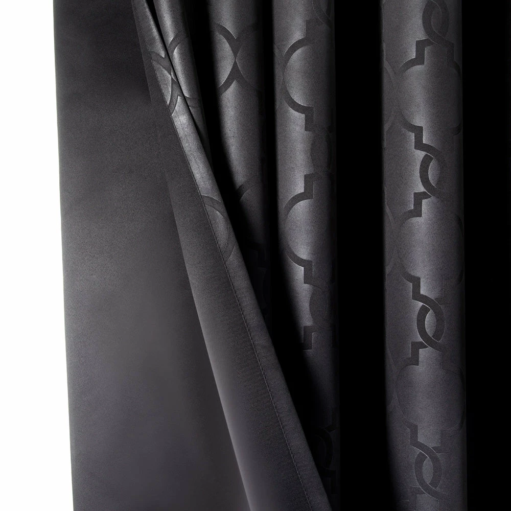 Blackout Curtains Ready Made Embossed Black 8 Blackout Curtains Ready Made Embossed Black - Image 6