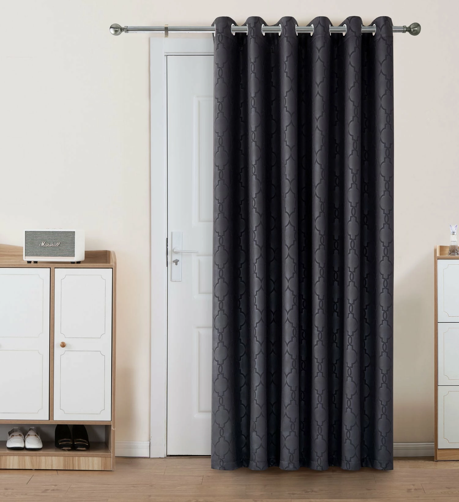 Blackout Curtains Ready Made Embossed Black 5 Blackout Curtains Ready Made Embossed Black - Image 3
