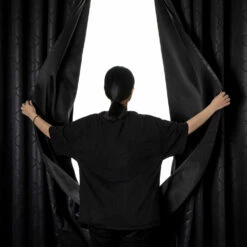 Black Eyelet Curtains Embossed Style Black Window Drape -Bed Linings Sale BlackoutEmbossedBlack 6 f09f1a8d d5b8 448a b955 d300a48f7678