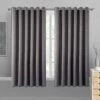 Thermal Eyelet Curtains Dark Grey Embossed Blackout Window Drape -Bed Linings Sale BlackoutEmbossedGrey 3