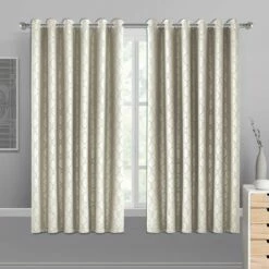 Silver Eyelet Curtains Window Embossed