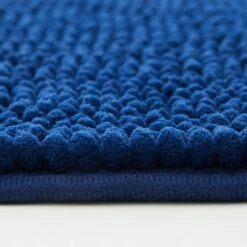 Chenille Navy Bathroom Mat -Bed Linings Sale Blue 05