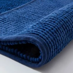 Chenille Navy Bathroom Mat -Bed Linings Sale Blue 07