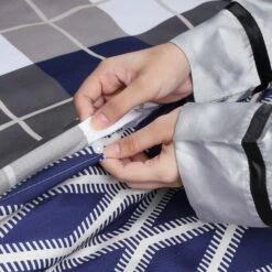 Navy Check Reversible Duvet Cover Set -Bed Linings Sale BlueCheck 10