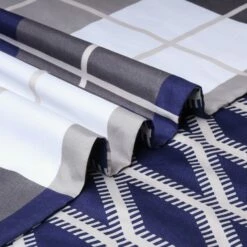 Navy Check Reversible Duvet Cover Set -Bed Linings Sale BlueCheck 2
