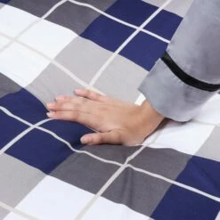 Navy Check Reversible Duvet Cover Set -Bed Linings Sale BlueCheck 3