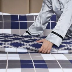 Navy Check Reversible Duvet Cover Set -Bed Linings Sale BlueCheck 4