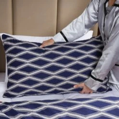 Navy Check Reversible Duvet Cover Set -Bed Linings Sale BlueCheck 6