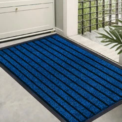 Non Slip Blue Doormat Rubber Backed PVC Mat -Bed Linings Sale Blue 06e3f379 c154 4db4 ae70 448dbc0101b2
