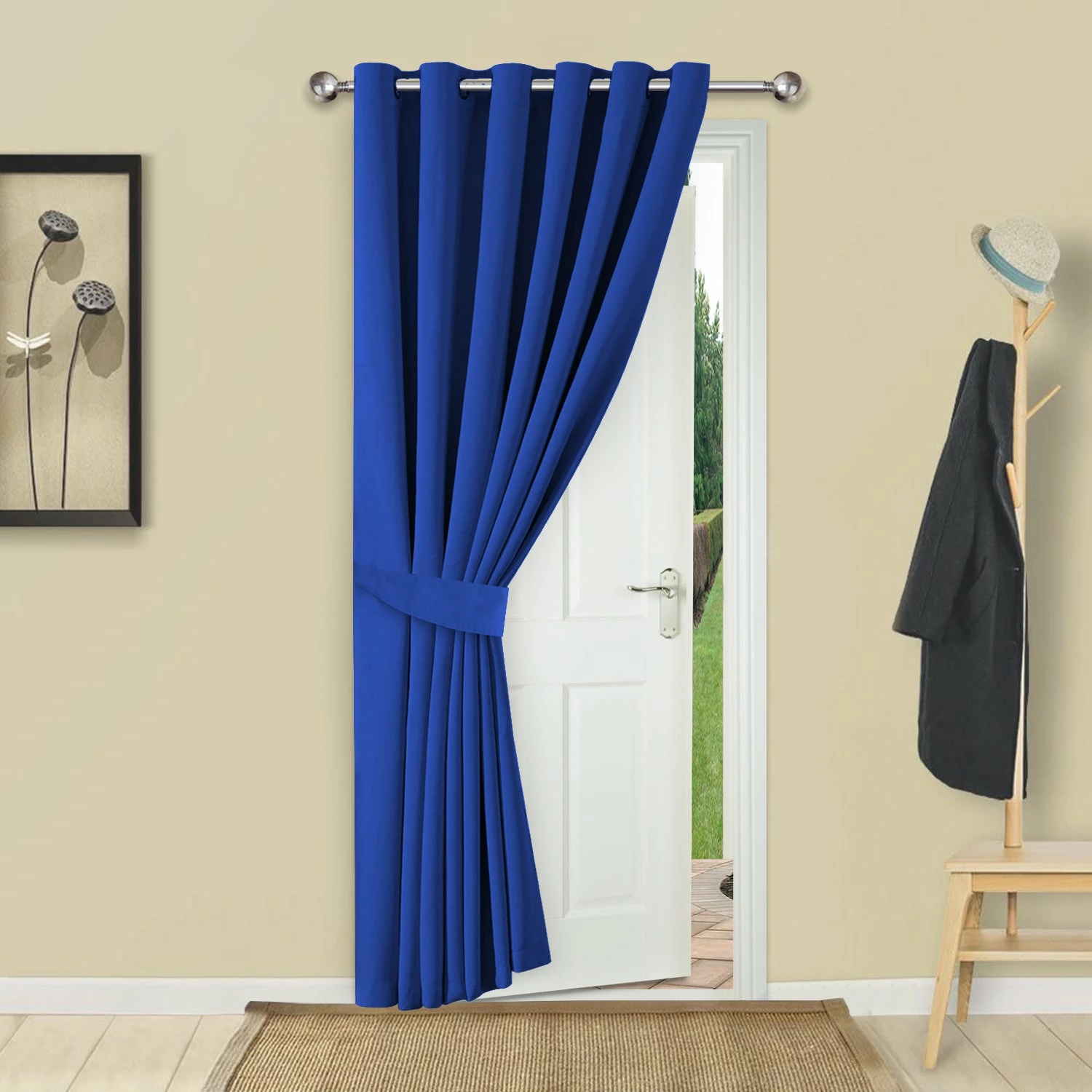 Blue Curtains Ready Made Single Panel Door Curtain 3 Blue Curtains Ready Made Single Panel Door Curtain