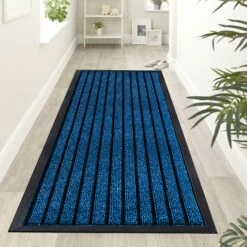 Non Slip Blue Doormat Rubber Backed PVC Mat