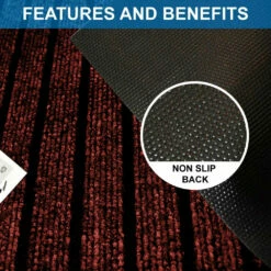 Rubber Backed Mats For Floors PVC Dirt Trapper Entrance Rubber Mat Burgundy -Bed Linings Sale Burgundy 3