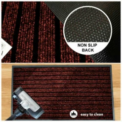 Rubber Backed Mats For Floors PVC Dirt Trapper Entrance Rubber Mat Burgundy -Bed Linings Sale Burgundy 4