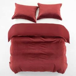 Burgundy Duvet Cover Crushed Velvet Bedding Set -Bed Linings Sale Burgundy Makhmal Duvet 3