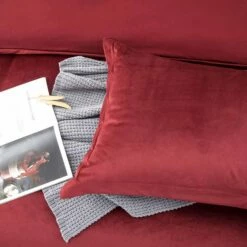 Burgundy Duvet Cover Crushed Velvet Bedding Set -Bed Linings Sale Burgundy Makhmal Duvet 7