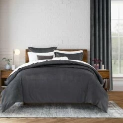 Velvet Duvet Cover Charcoal Bedding Set