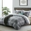 Double Bedding Check Printed Duvet Cover Set Grey -Bed Linings Sale CheckGrey 01