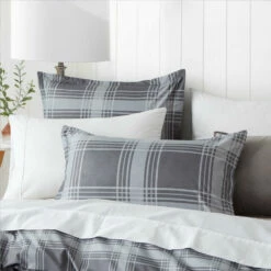 Double Bedding Check Printed Duvet Cover Set Grey -Bed Linings Sale CheckGrey 08