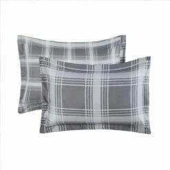 Double Bedding Check Printed Duvet Cover Set Grey -Bed Linings Sale CheckGrey 09