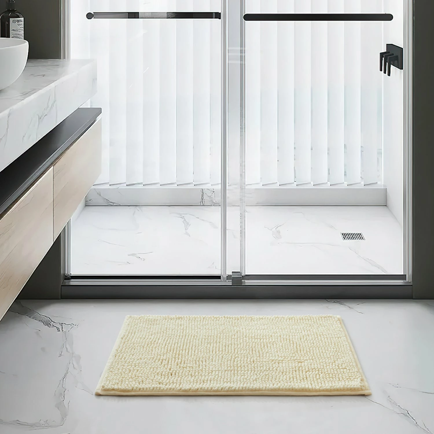 Chenille Bath Mat Cream 3 Chenille Bath Mat Cream