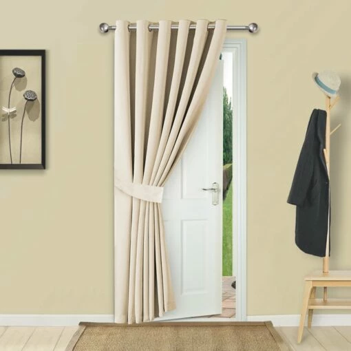 Cream Blackout Curtains Plain Eyelet Door Drape -Bed Linings Sale Cream 2260ba18 69c4 497e a7cb 08782cb3fdba