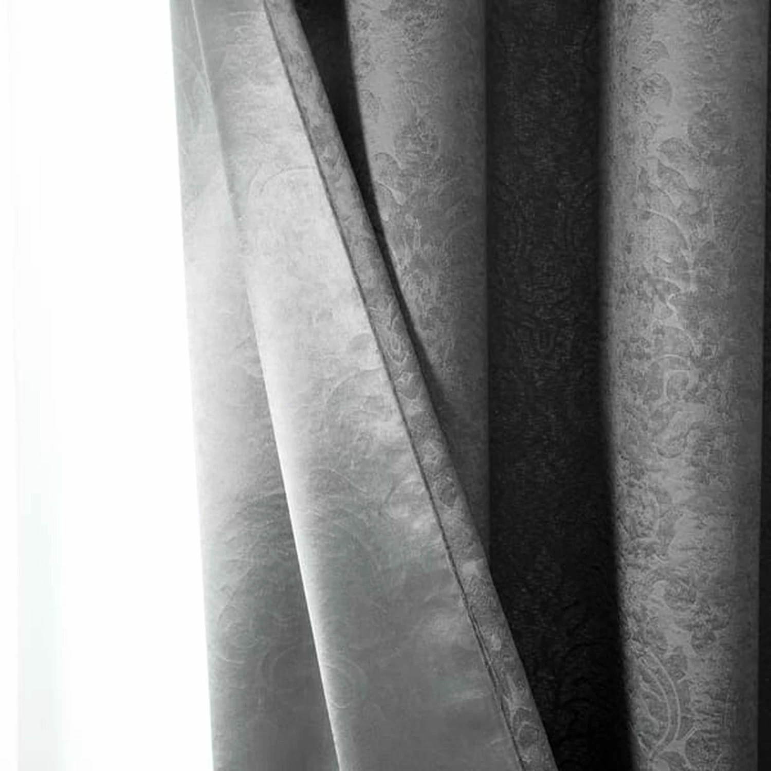 Charcoal Blackout Window Curtain Eyelet Embossed 4 Charcoal Blackout Window Curtain Eyelet Embossed - Image 2