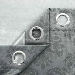 Charcoal Eyelet Curtains Embossed Blackout -Bed Linings Sale Dark Grey 10