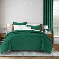 Emerald Green Duvet Cover Velvet Bedding Set