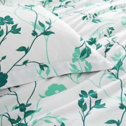 Green Floral Duvet Covers Floral Bedding Set Single, Double, King & Super King -Bed Linings Sale GreenFlower 04