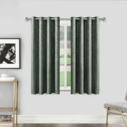 Sparkle Blackout Dark Grey Eyelet Window Curtains