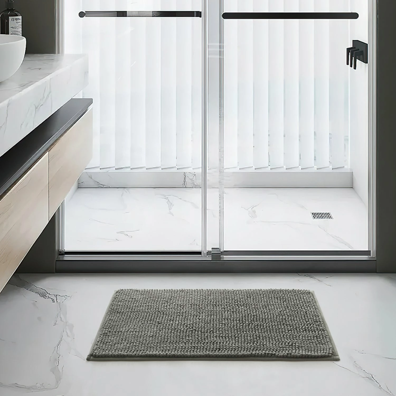 Chenille Bath Mat Grey 3 Chenille Bath Mat Grey