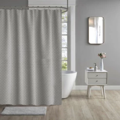 Extra Long Shower Curtain Waterproof Eyelet Grey