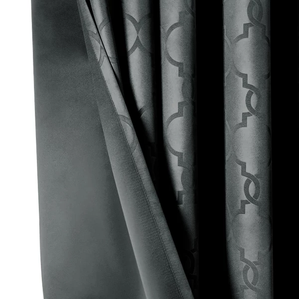 Dark Grey Blackout Curtains Embossed Ready Made 9 Dark Grey Blackout Curtains Embossed Ready Made - Image 7