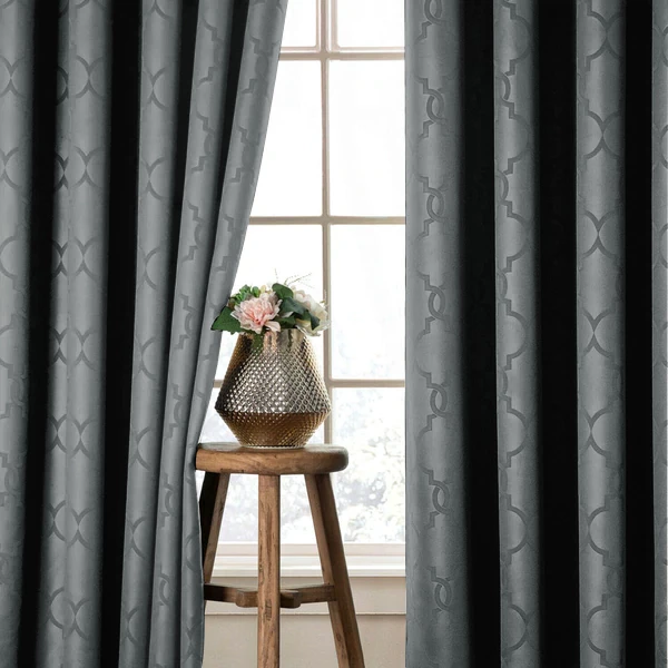 Dark Grey Blackout Curtains Embossed Ready Made 6 Dark Grey Blackout Curtains Embossed Ready Made - Image 4