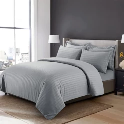 Grey Bedding Set Stripe Duvet Cover