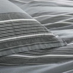Super King Duvet Cover Striped Print Reversible Bedding Grey -Bed Linings Sale GreyStripe 04