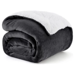 Sherpa Blanket Fluffy Throw Single, Double & King Size -Bed Linings Sale Grey 30dbf5f9 879a 4efa b0cb d2922d55e8d0