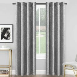 Sparkle Glitter Blackout Eyelet Curtains Silver