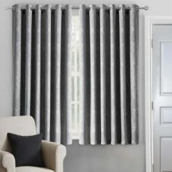 Eyelet Blackout Curtains Ready Made Embossed -Bed Linings Sale Light Grey 03 c07d3138 947a 486a 81a9 f0fa54629926