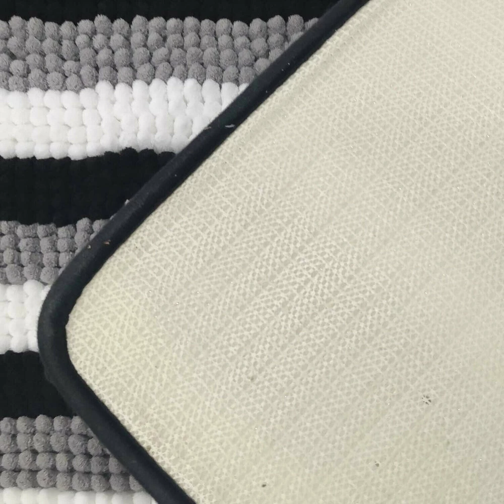 Chenille Stripe Bath Mat Non Slip Memory Foam Water Absorbent Mat 4 Chenille Stripe Bath Mat Non Slip Memory Foam Water Absorbent Mat - Image 2