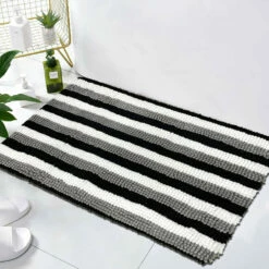 Chenille Stripe Bath Mat Non Slip Memory Foam Water Absorbent Mat 10 Chenille Stripe Bath Mat Non Slip Memory Foam Water Absorbent Mat -Bed Linings Sale Monochrome 4 b976dd54 6b45 4983 a4e9 0d92d8e80fcf
