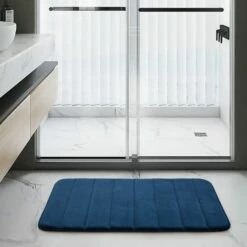 Memory Foam Navy Bath Mat