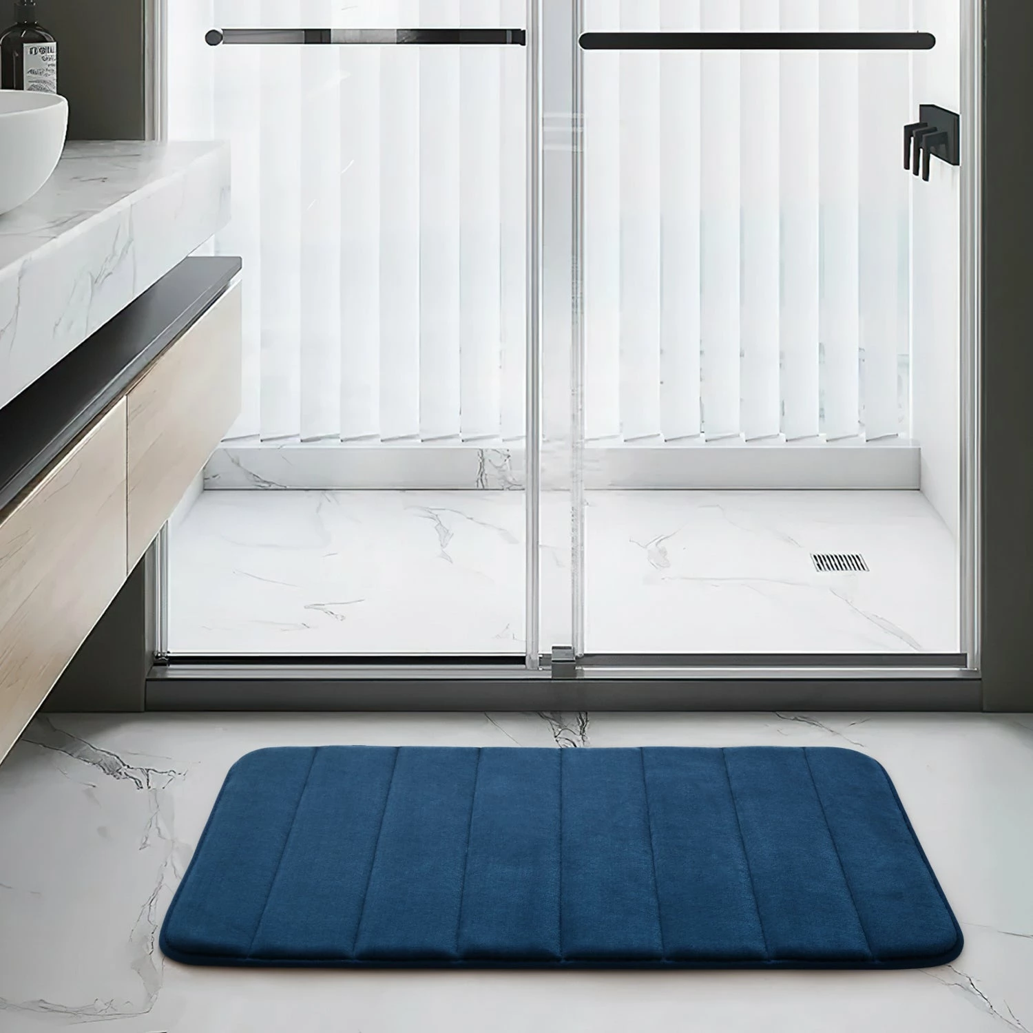 Memory Foam Navy Bath Mat 3 Memory Foam Navy Bath Mat