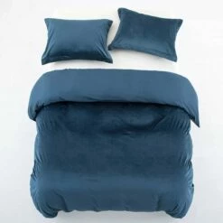Blue Bedding Crushed Velvet Duvet Cover Set -Bed Linings Sale Navy Blue Makhmal Duvet 2